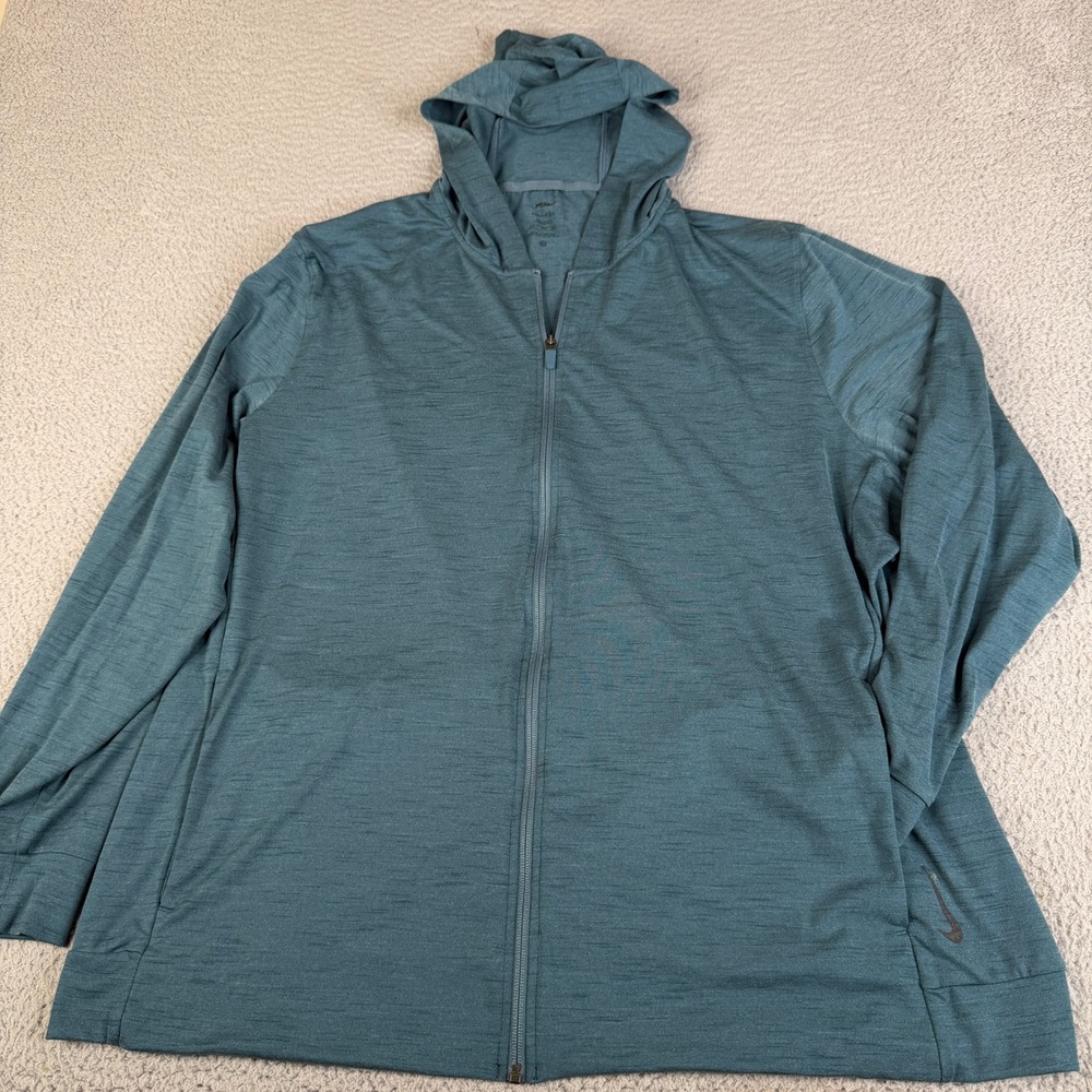 Nike Hoodie Mens 2XLT Teal Yoga Dri-FIT Full Zip CZ2217-058 Tall Lightweight